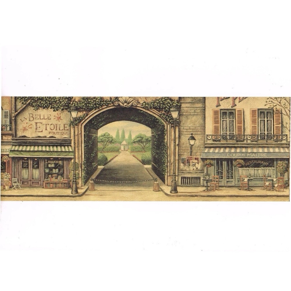 2 Rolls Cafe Store Paris French Street Scene Antique Shop Mural Wallpaper Border